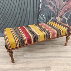 Ottoman bench, Wooden work bench, Upholstered bench, Sustainable bench, Farmhouse bench, Indoor bench, Gossip bench, 18x18x48&#39;&#39; BENCH 416