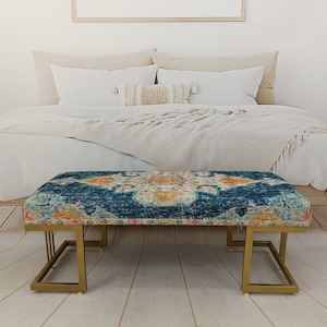 Boho bank, voetenbankbank, kaptafelbank, overdekte bank, bank voor slaapkamer, gezellige bank, schoenenvak, salontafel, MTL 164