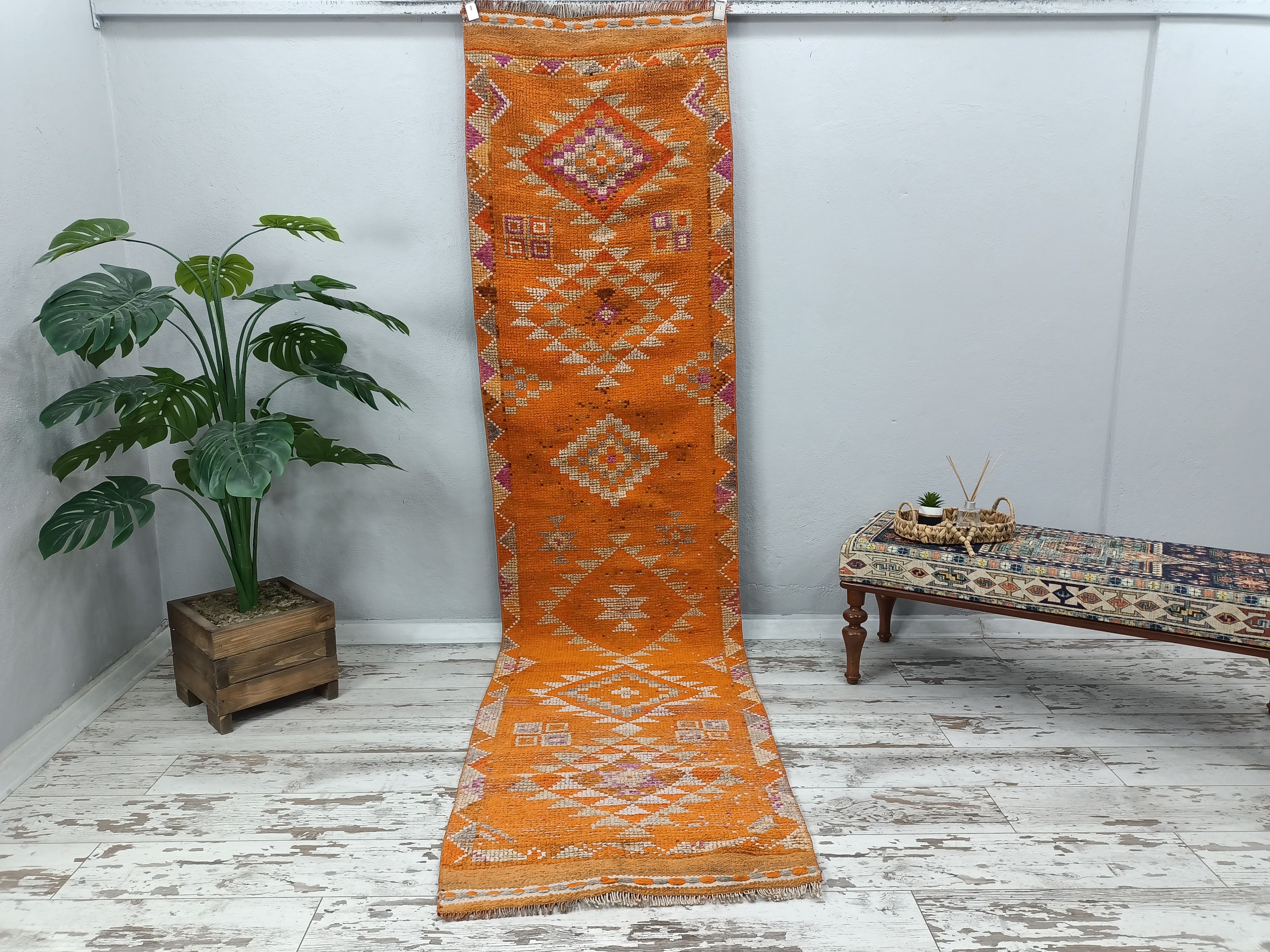 Herki Runner Rug, Hallway Rug, Orange Rug, Entryway Rug, Comfy Rug ...