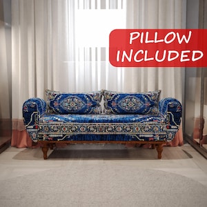 Royal Blue Oriental Kilim Storage Seating With Arms Furniture, ST 1025-2