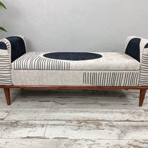 Loungesessel, Handgefertigtes Möbel, Ottomane Bank mit Armlehnen, Aufbewahrungsbank, Saloonbank, Meditationssitz, Modern gepolstert, ST 18x51 886