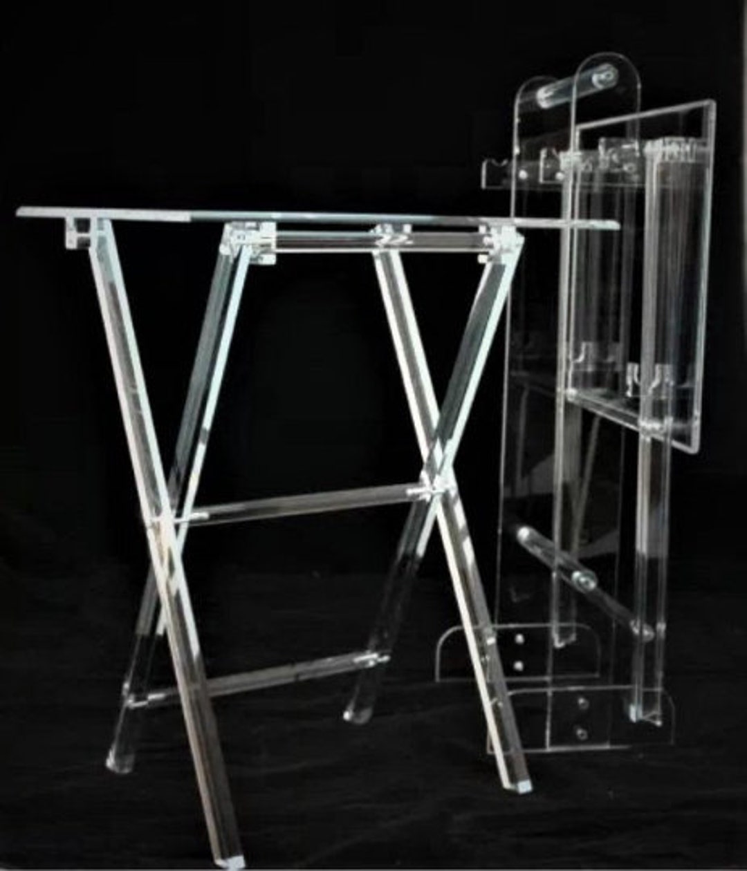 Clear Acrylic Tray Tables in Sets of Two or Four With or Without a