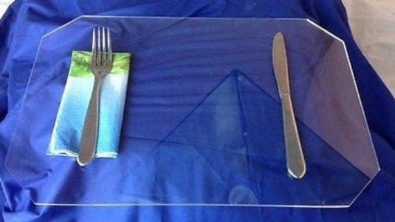 2 Clear Acrylic Lucite Plexiglass Protector Placemats 