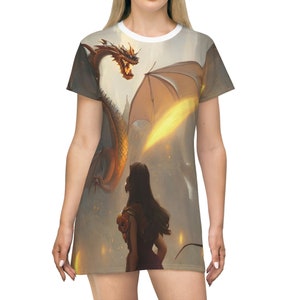 Dragon Heart Warrior All Over Print T-Shirt Dress