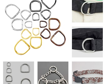 10 pcs - Metal Non Welded long D Ring Buckles for Hand Bag Webbing Strap Clothes multi colours available