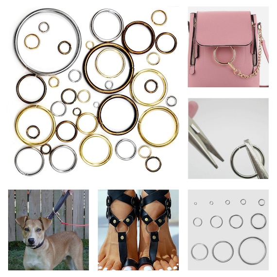 Gold Metal O Rings Collars Buckles Straps for Webbing Strap Tape Craft 