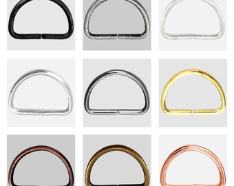 10 pcs - Metal Non Welded D Ring Buckles for Hand Bag Webbing Strap Clothes multi colours available