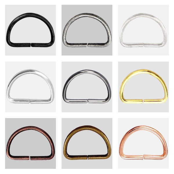 10 pcs - Metal Non Welded D Ring Buckles for Hand Bag Webbing Strap Clothes multi colours available
