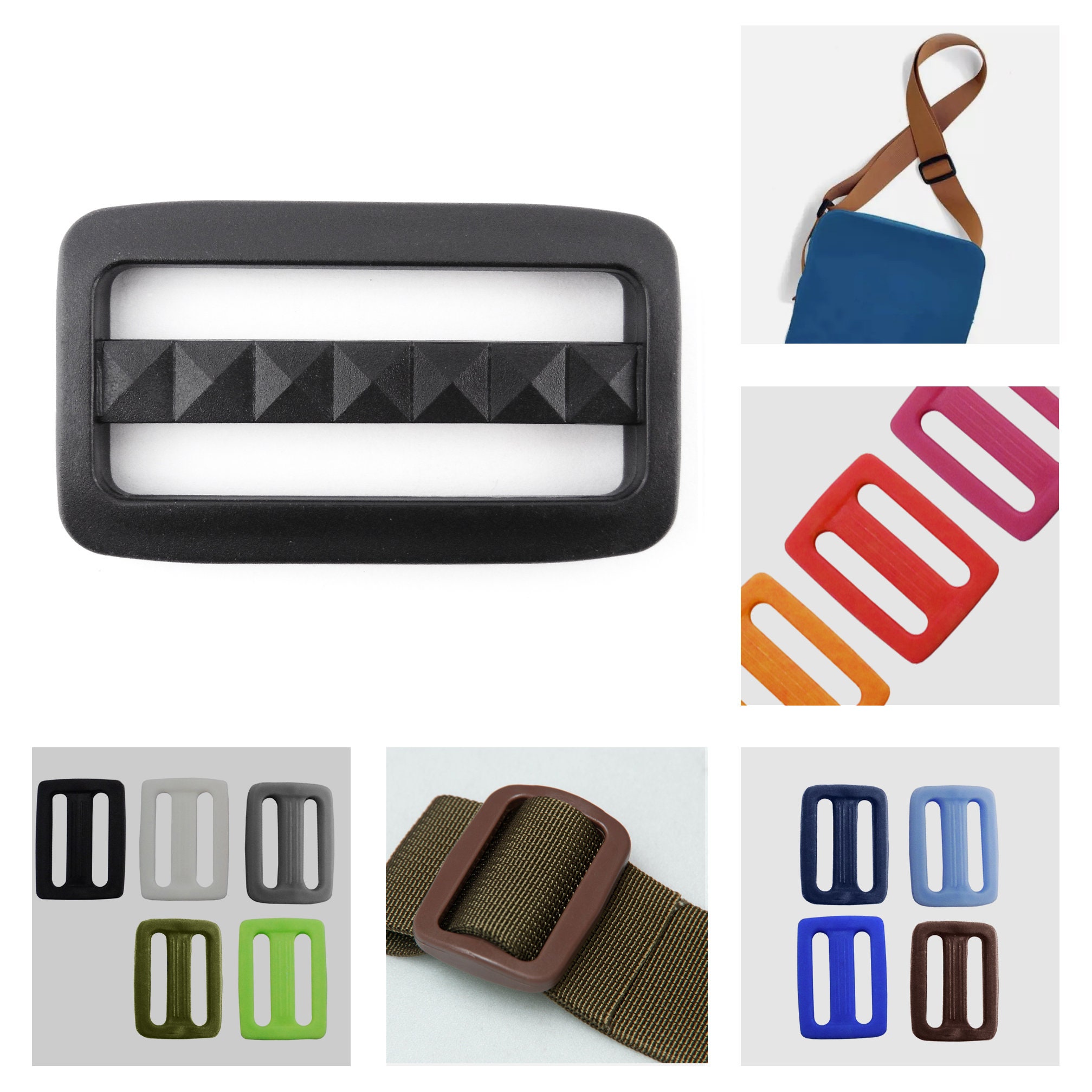 10 Pcs Plastic Fixed Bar Slide Buckles 3 Bar Delrin Adjuster Triglide