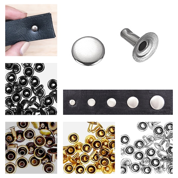 Single cap Rivets 6x6 7x7 9x8, 11x10 mm Stud Rapid Rivets Leather Craft Repair [Pack of: 100]