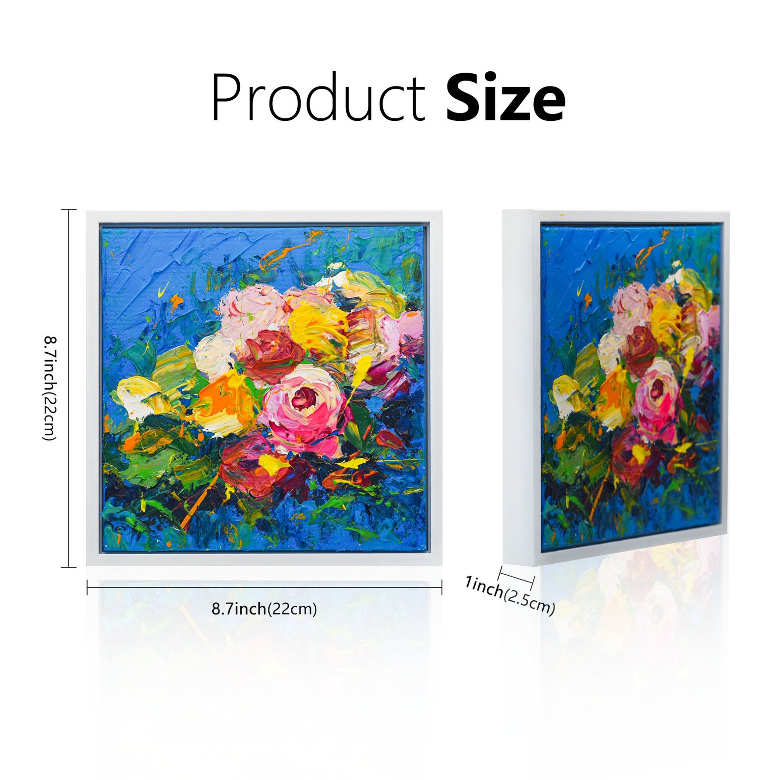 Roses Painting on Canvas with Frame Original Art Flowers Etsy