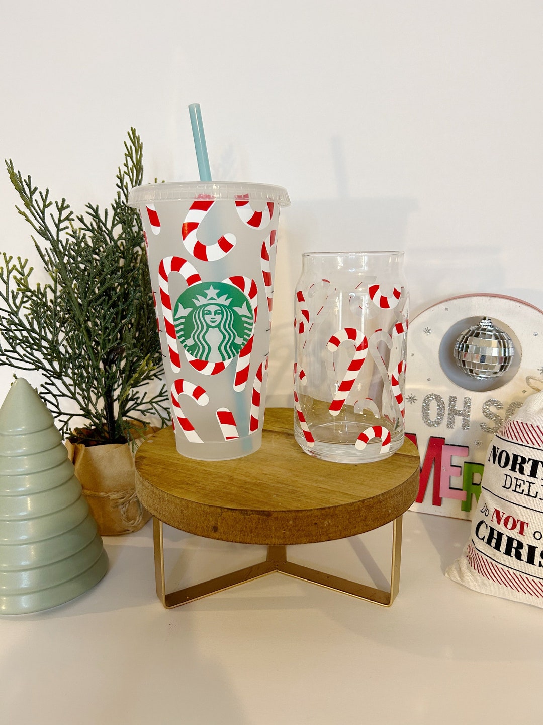 Candy Cane Christmas Cup Starbucks Candy Cane Cold Cup Etsy