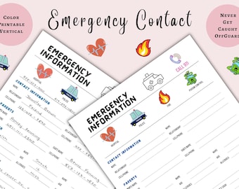 Babysitter Emergency Info Sheet Printable | Child Care Emergency Contact Form | Kids Medical Info Sheet | Nanny Information Sheet PDF