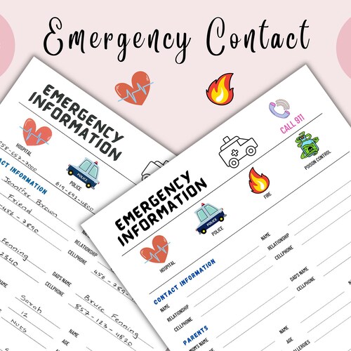 Emergency Information Sheet - Etsy