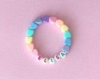 Pastel heart personalized name bracelet