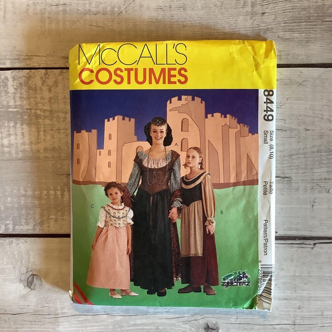 Mccalls 8449 Sewing Pattern Medieval Renaissance Dress Gown Misses Sz 8 ...