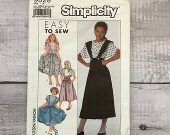 Simplicity 9528 Sewing Pattern High Waisted Skirt Shirt Girls Sizes 7-14 UNCUT