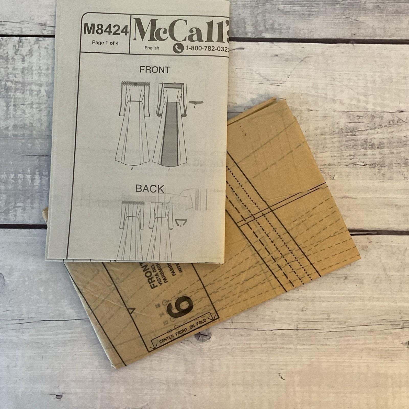 Mccalls 8424 Sewing Pattern Dress Costume Renaissance Medieval 18-26 ...
