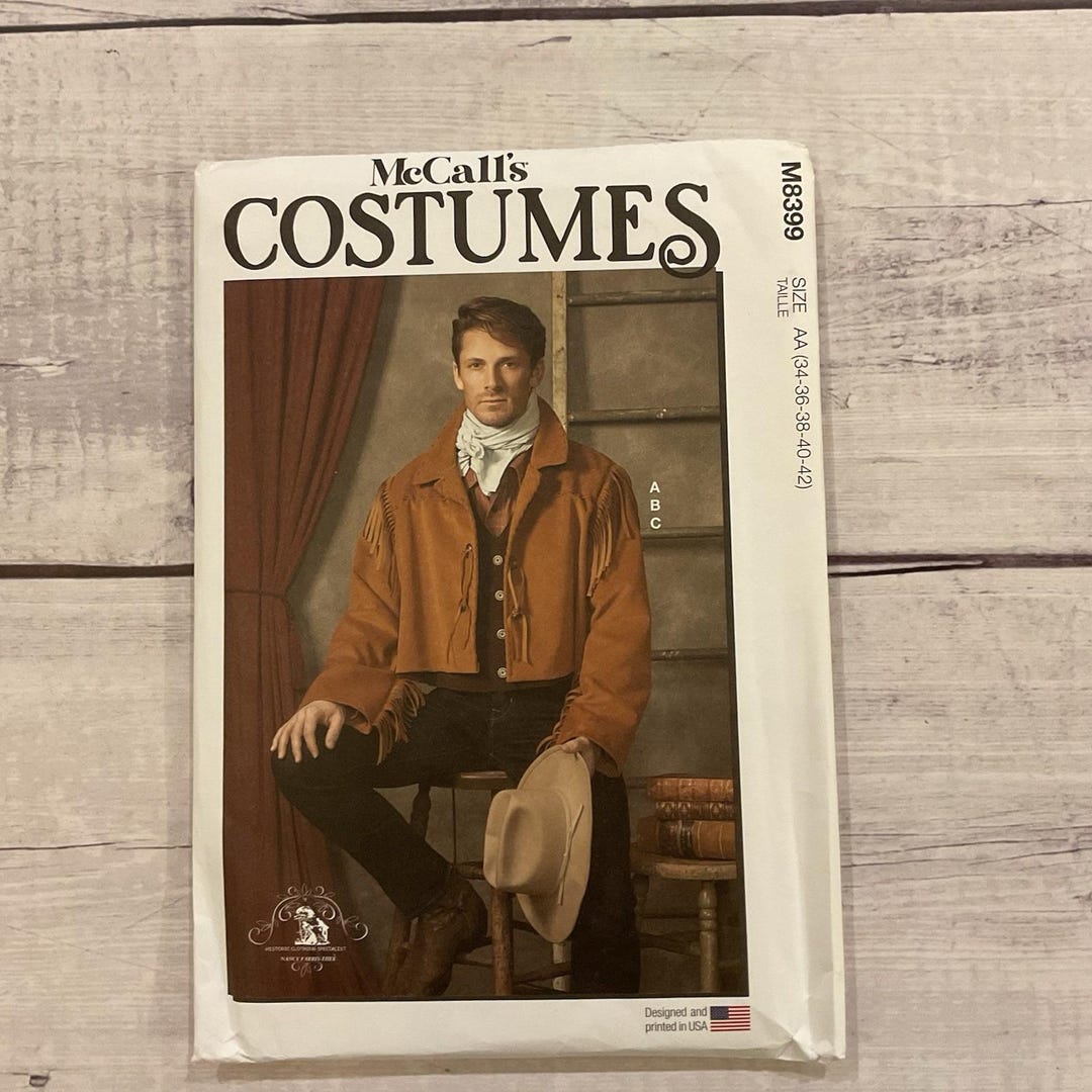 Mccalls 8399 Sewing Pattern Western Jacket Fringe Historical Men 34-42 ...