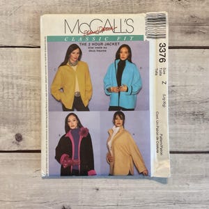 May include: A McCall's Classic Fit sewing pattern for "The 2 Hour Jacket." The pattern features images of the jacket in various colors and styles. The pattern number is 3376, and the size is Z (Lrg-Xlg).