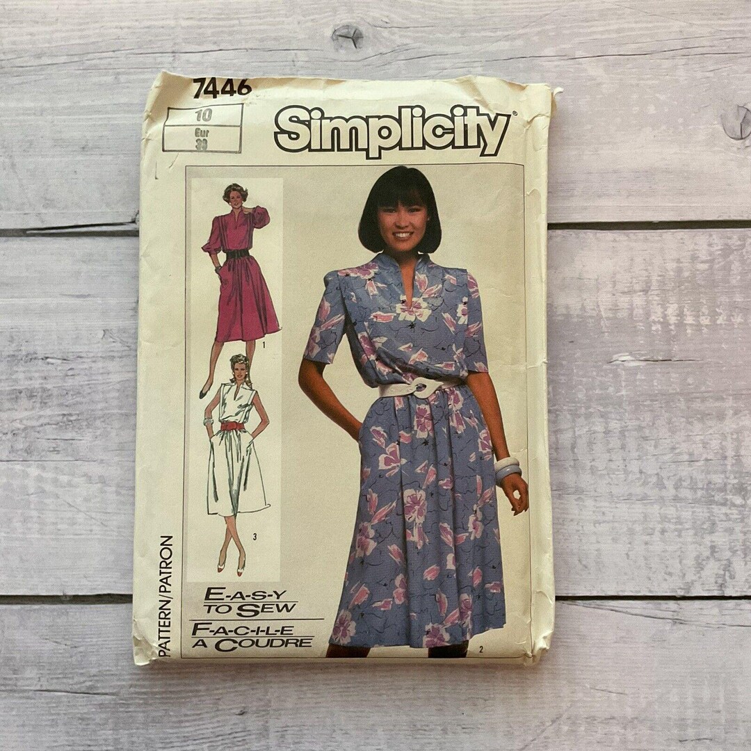 Simplicity 7446 Sewing Pattern Dress Pullover V-neckline Pockets Size ...