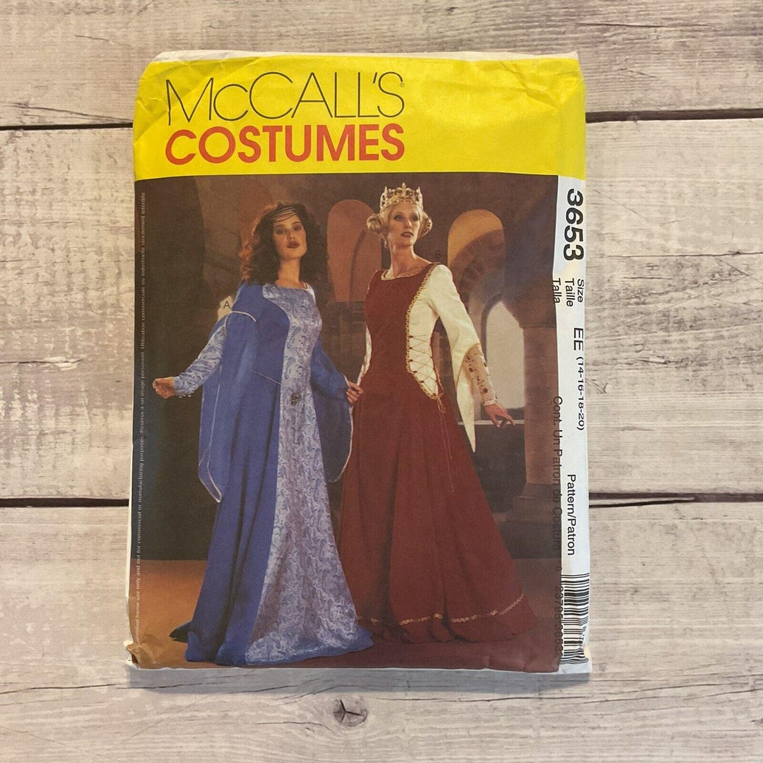 Mccalls 3653 Sewing Pattern Medieval Renaissance Gown Dress Sz 14-20 ...