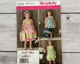 Simplicity 2171 Sewing Pattern Boho Girls Dress Top Purse Child Sz 3-8 UNCUT