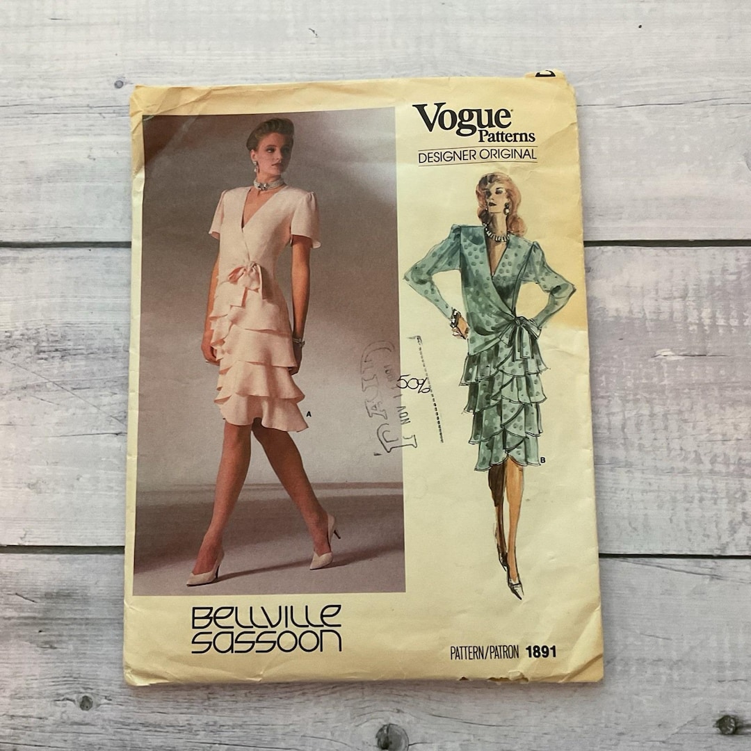Vogue Ruffles Vogue 1891 Sewing Pattern Dress Flounce Ruffles Dropped Waist Miss 14 ...