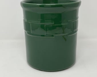 Longaberger Pottery Woven Traditions Ivy Green Utensil Crock USA Made