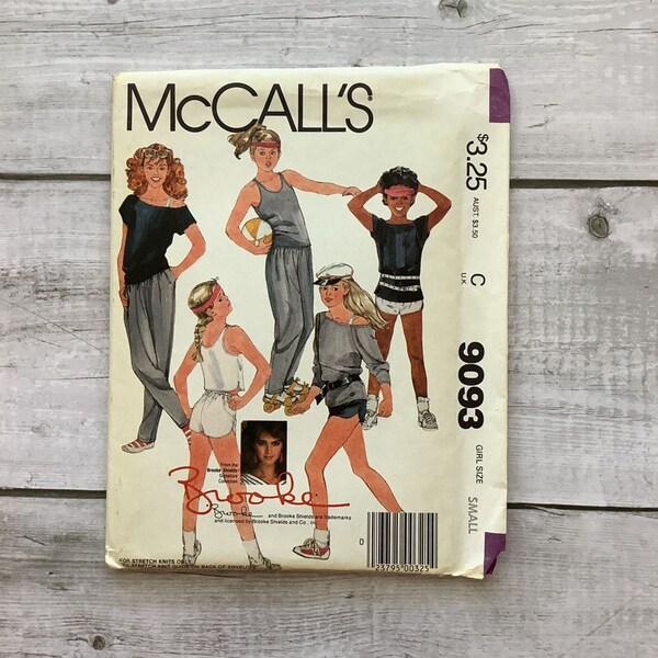 McCalls 9093 Sewing Pattern Vintage 1980s Workout Clothes Child Size Small UNCUT
