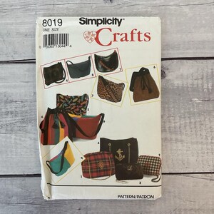 Simplicity 8019 Sewing Pattern Purse Handbag Backpack Tote Shoulder Bag UNCUT