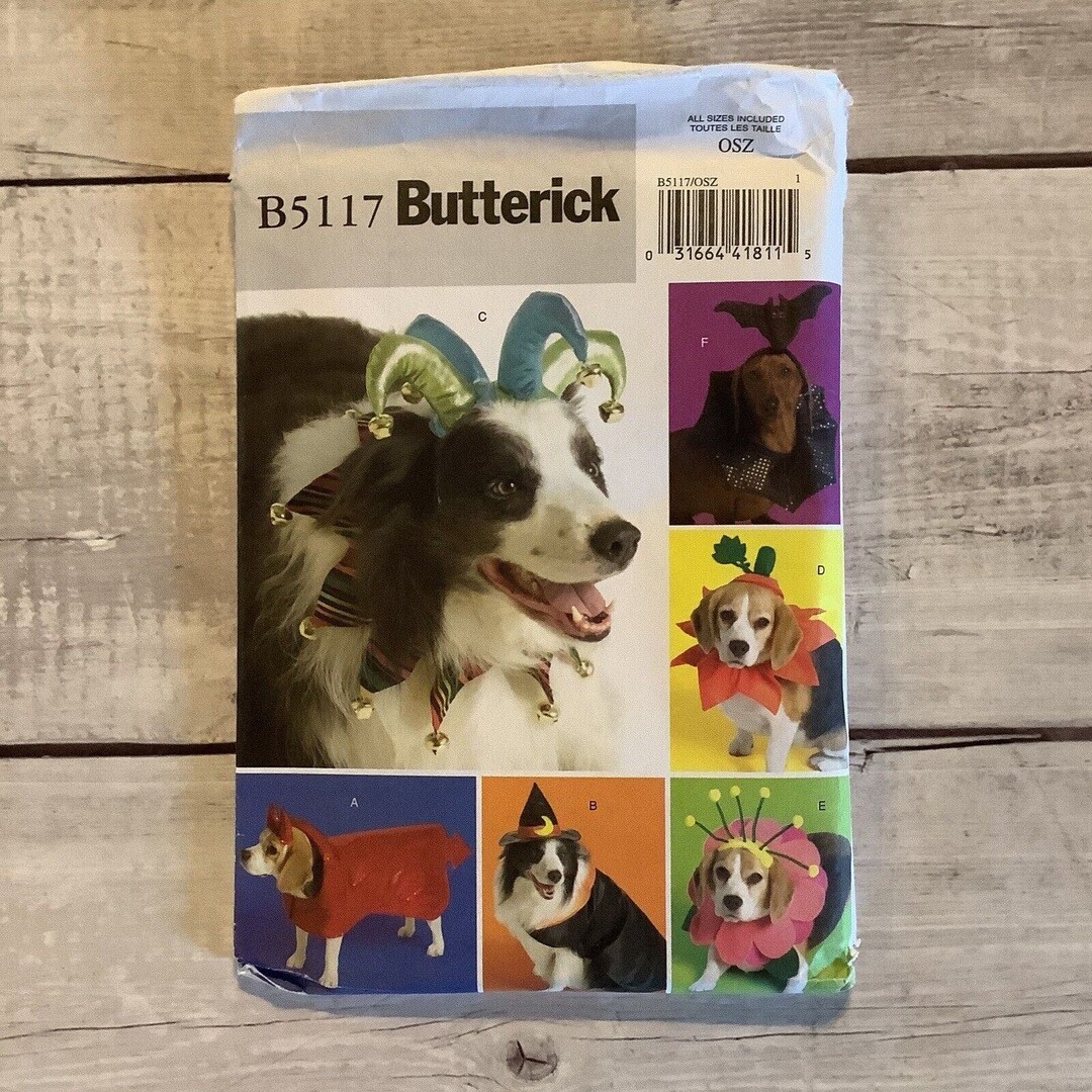 Butterick 5117 Sewing Pattern Dog Pet Costume Jester Devil Pumpkin