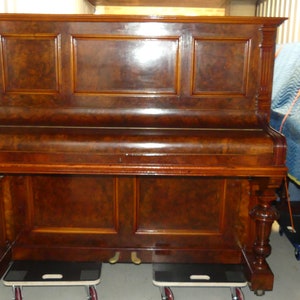 Astonishing Antique 1891 R. Lipp & Sohn Huge Grand Upright Concert Piano Restored French Polished Burr Walnut Original Keys image 2