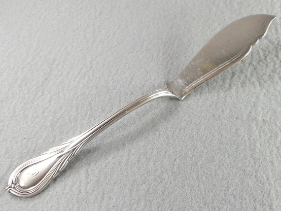 Lily Pattern Rare Silver Plated Master Spreader Knife Engraved Monogrammed George Smith Vintage Antique Made in England Silverware Flatware