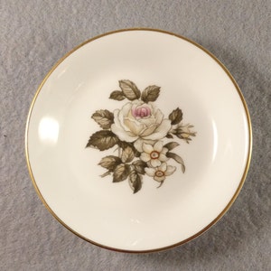 Royal Worcester England Pin dish vintage white grey rose flowers fine bone china porcelain trinket ring dish gold gild rim dressing table