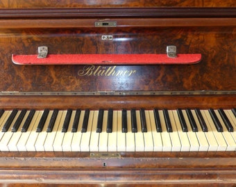 Massive Huge Super Rare Find Antique 1885 Bluthner Upright Piano In All Original Condition Restorer's Dream Ornate Burr Walnut Cabinet