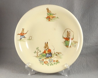 Royal Winton Bunny's Playtime vintage children's collectable bowl 1930's rare made in England nursery decorative cute plate
