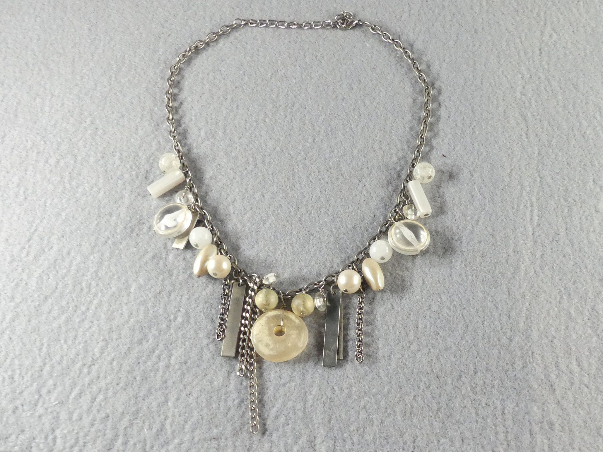 Artificial outlet silver chain