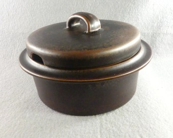 Arabia Ruska Finland vintage casserole lidded pot brown rustic mid century Ulla Procope collectable ceramics pottery MCM 1960s