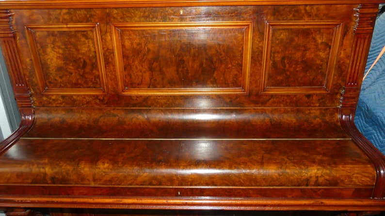 Astonishing Antique 1891 R. Lipp & Sohn Huge Grand Upright Concert Piano Restored French Polished Burr Walnut Original Keys image 5