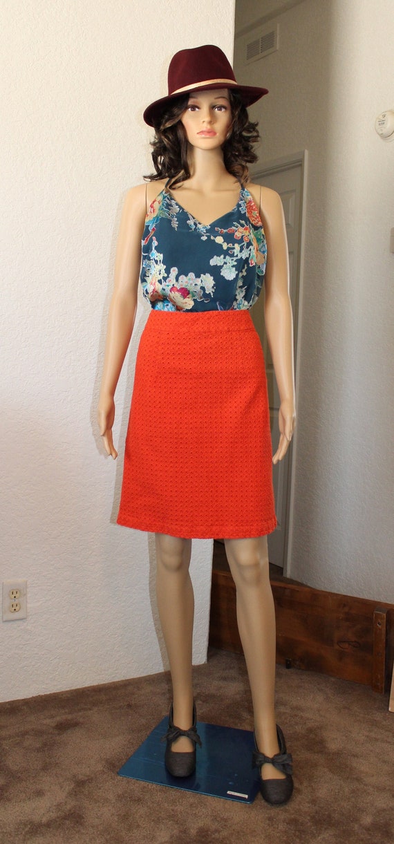 Orange eyelet skirt deals
