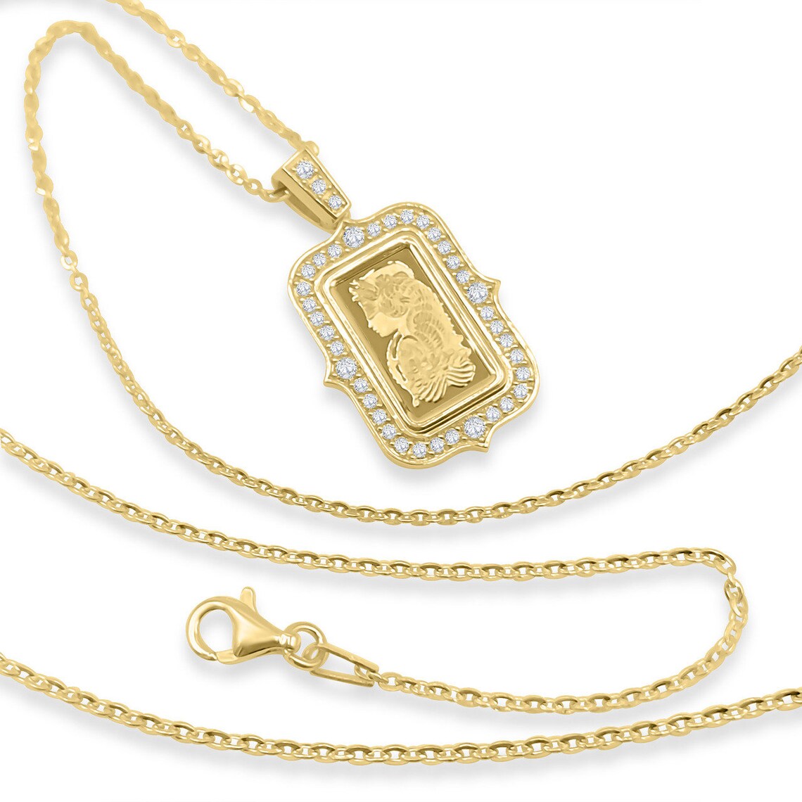 14K Yellow Gold 1 Gram Ingot Pendant Necklace With Vintage Etsy