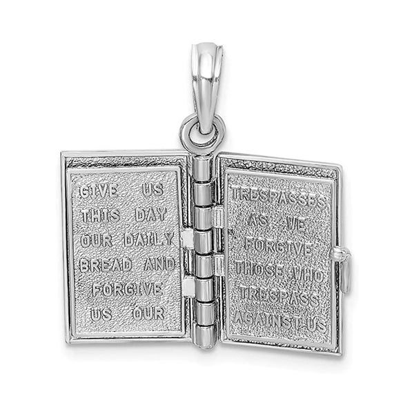 14Kt White Gold Holy Bible Movable Pages Pendant With Lords Prayer Charm Women and Girls Fashion Religious Faith Necklace gifts