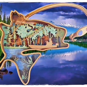 Digital File - 7 Layer Bass 2 - Art Piece formatted for Glowforge or Equivalent Cutter/Engraver - SVG & PDF Format - Multi-layer