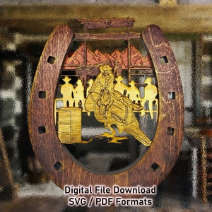 5 Layer Horseshoe (Barrel Racing) Digital File - Art Piece formatted for Glowforge or Equivalent - SVG & PDF Format - Multi-layer