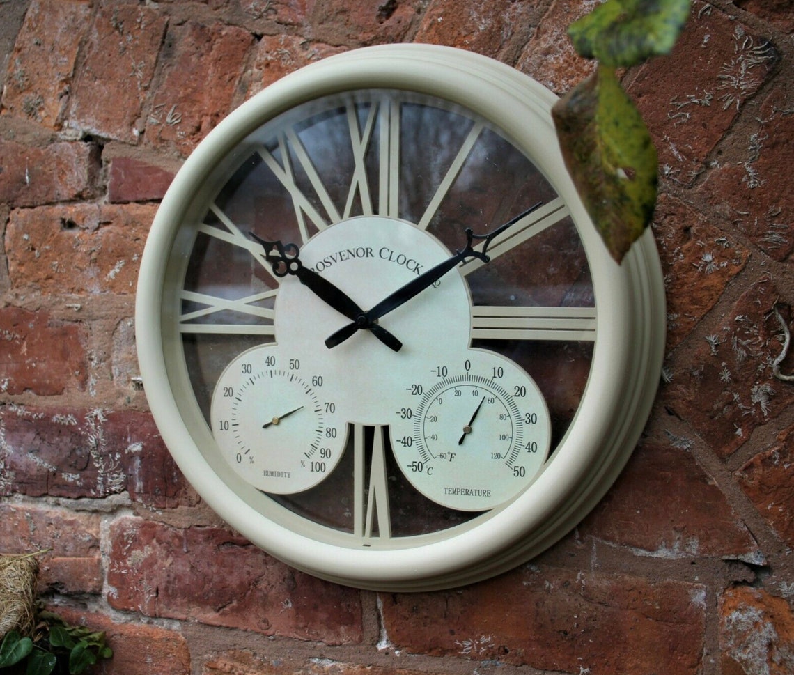 Outdoor Garden Station Wall Clock Thermometer & Humidity 38cm Etsy