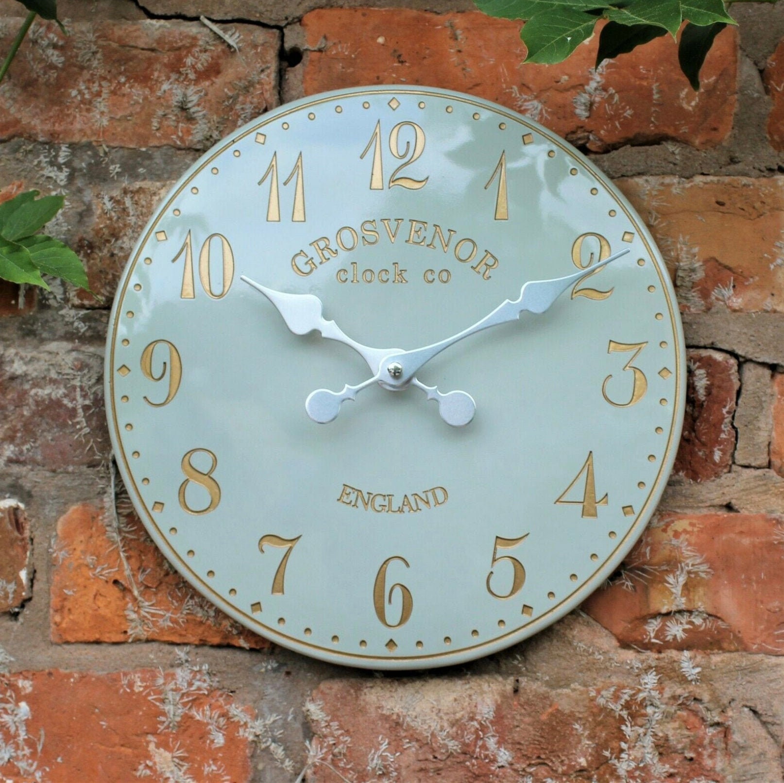 Wall Clock Grey Garden Indoor Outdoor Hand Painted church Etsy