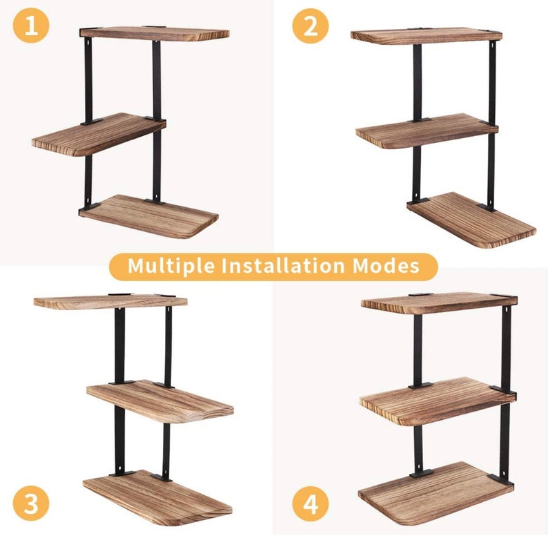 Rustic Wood Corner Shelf Storage Shelving Unit Wall Mounted Etsy
