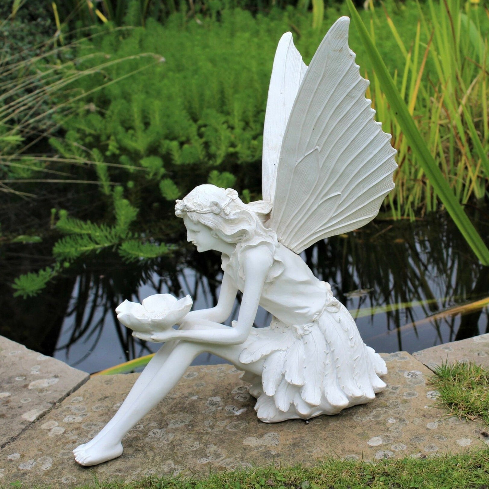 Garten Ornament Home Decor Fee Skulptur Antik Weiß Effekt Etsy