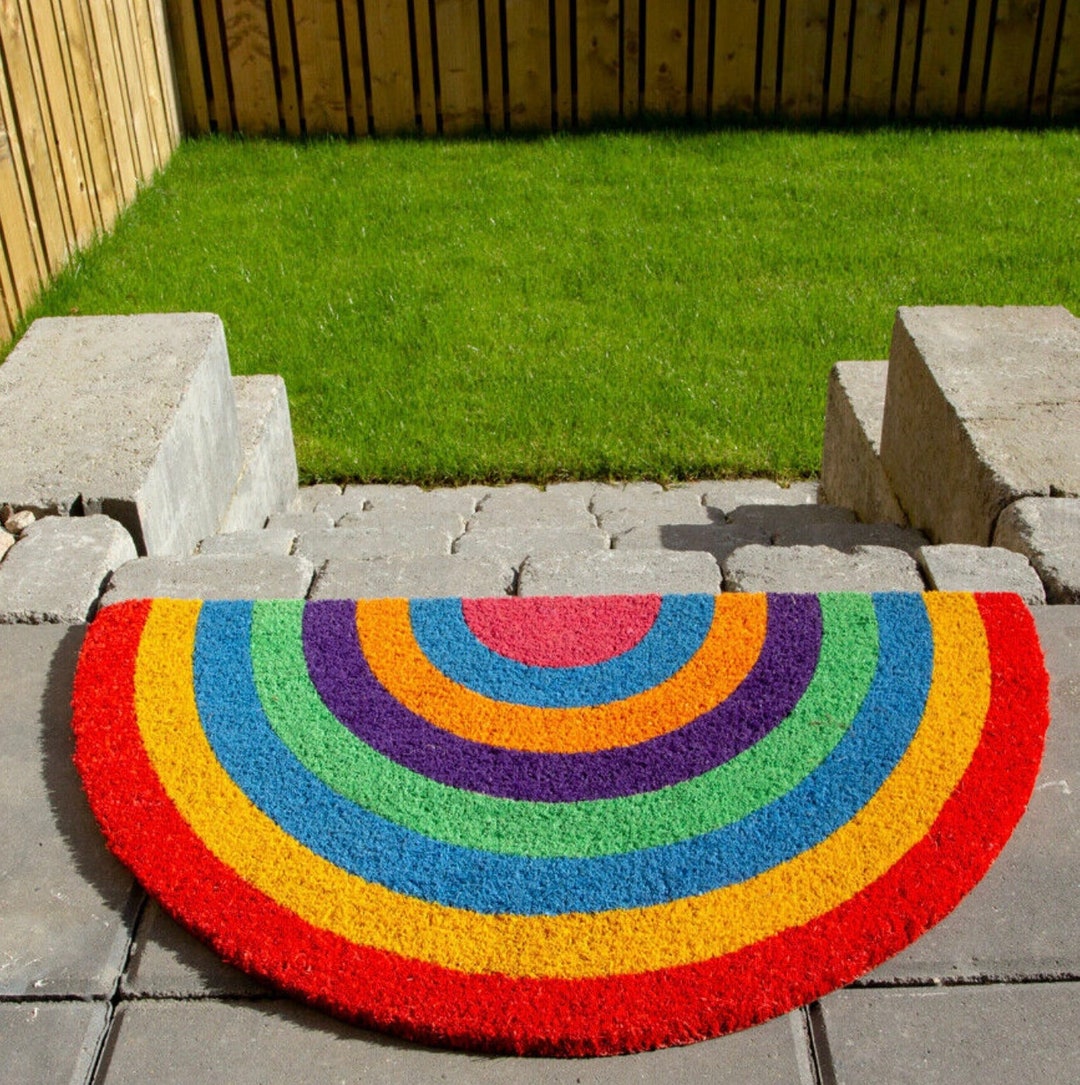 Coir Rainbow Doormats Fun Colourful Funky Durable Outdoor Etsy UK